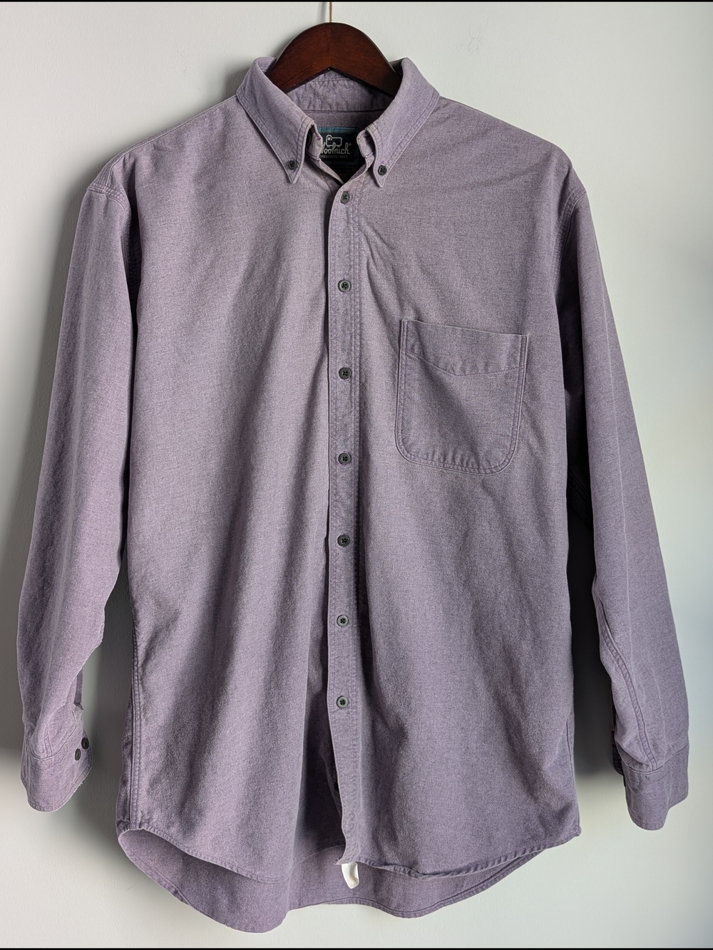 Vintage Woolrich Chamois Shirt Mens Medium Purple Button Down Made In USA Cotton